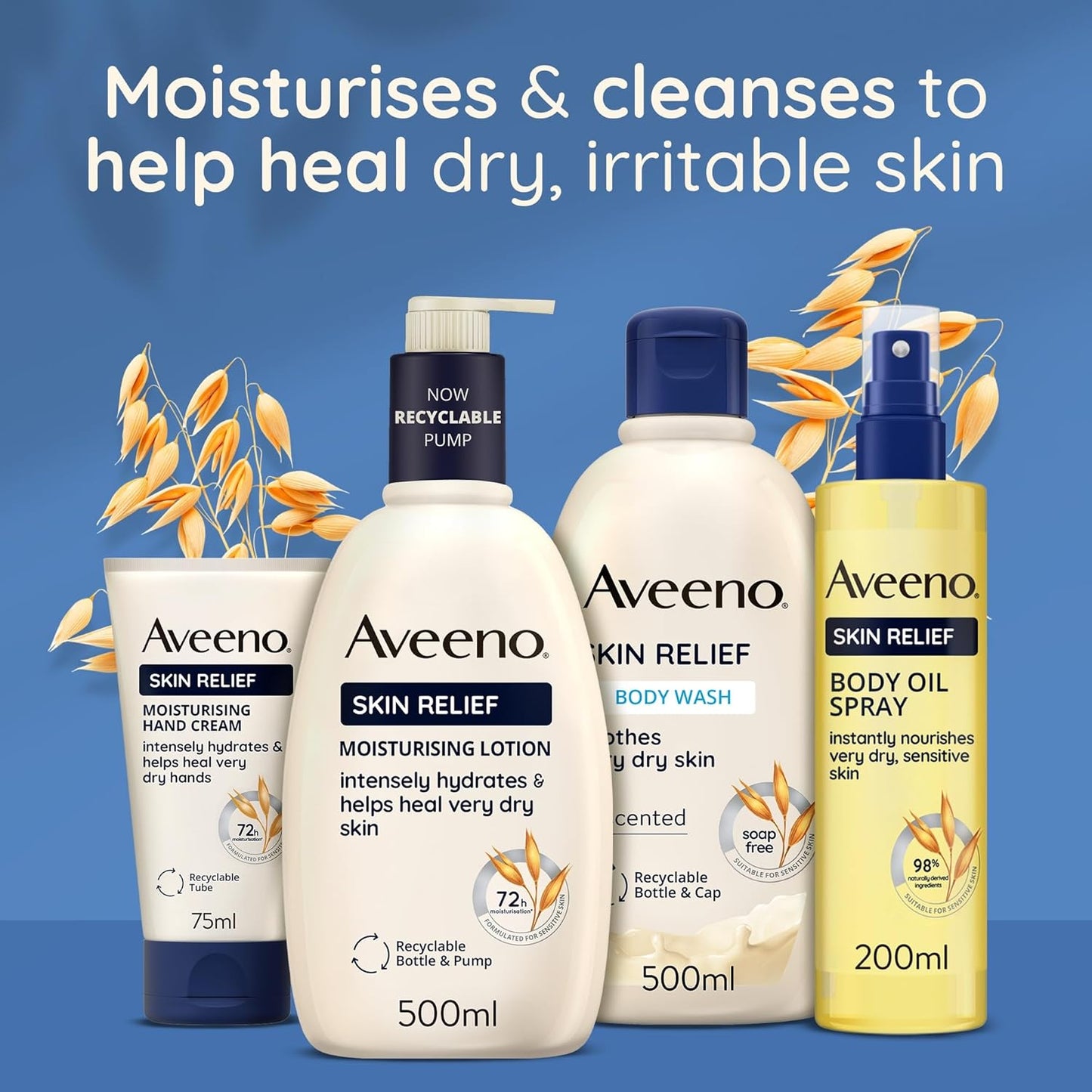 Aveeno Daily Moisturising Body Cleansing Oil (1x 200ml), Nourishing Shower Body Oil for Normal to Dry Skin, Soap-Free, Lightly Scented & Vegan* with Soothing Prebiotic Triple Oat Complex